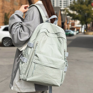 2025春新品 水洗尼龙双肩包女初中高中书包女大学生户外旅游背包男