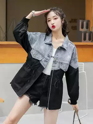 Denim coat women loose spring and autumn 2021 fashion new fashion long version tooling stitching windbreaker ins tide