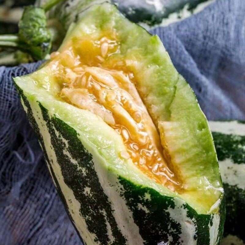 一窝五花酥瓜种子薄皮红瓤甜瓜籽脆甜多汁花皮烧瓜梢瓜菜瓜香瓜孑