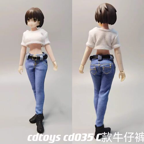 现货cdtoys cd035 1/12女兵人牛仔裤短裤套装适合tbl1/12包胶素体