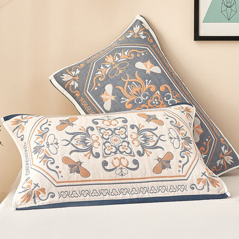 四季通用全棉枕巾一对装防脱落吸汗纯棉四层纱布高档枕头巾家用男,床上用品,枕巾,淘宝优惠券,粉丝福利购,淘宝优惠卷