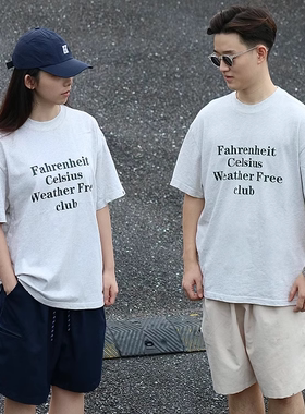 WEATHER FREE夏季新款日系户外休闲字母印花短袖t恤男女宽松圆领