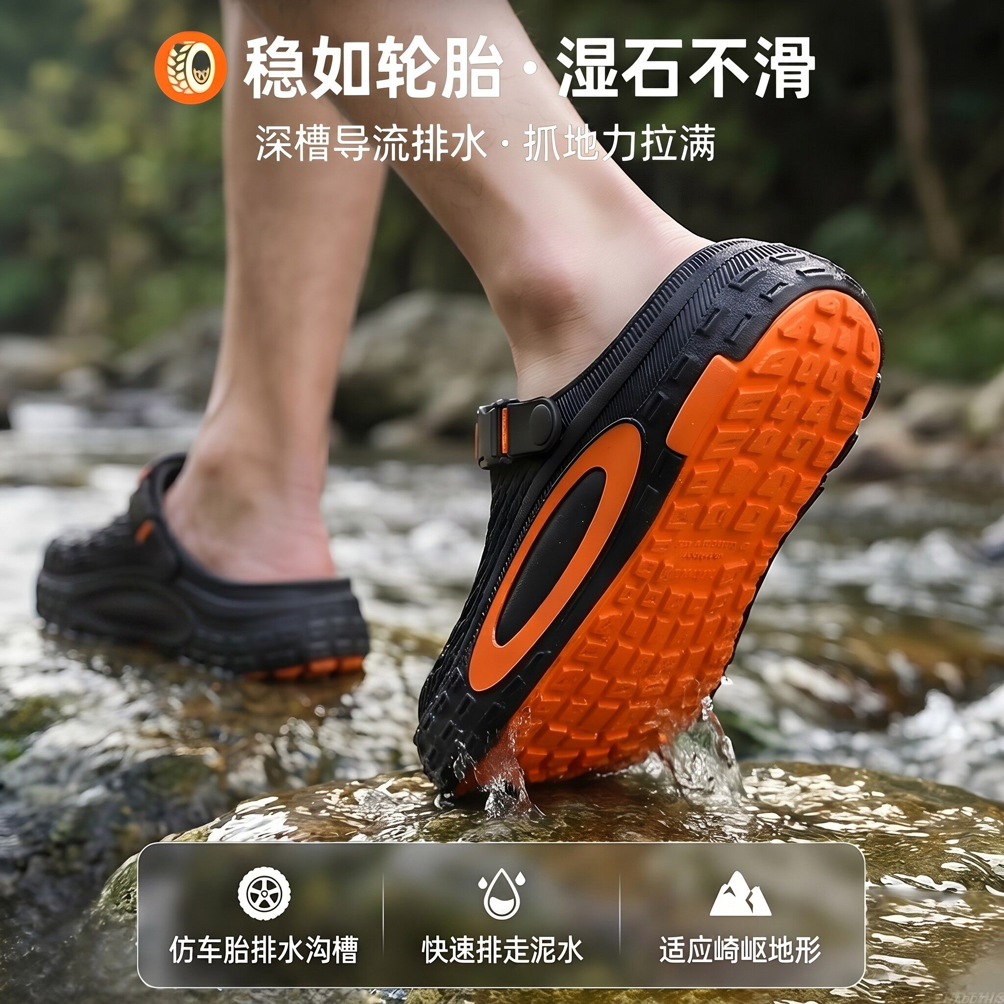 溯溪洞洞鞋男款2026新款夏季外穿防滑透气耐磨开车涉水运动凉拖鞋