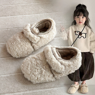 女童羊羔毛棉鞋2025秋冬季加绒保暖软底防滑加厚百搭时尚洋气新款
