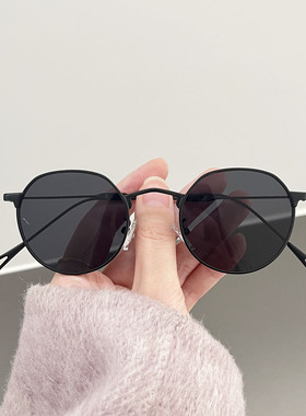 2023新款夏季墨镜女高级感ins金属细边圆形修饰脸型韩版太阳镜男