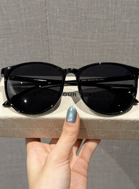 黑色圆框户外防晒显脸小太阳镜