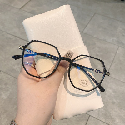 新款防蓝光抗辐射可配度数近视眼镜女白搭大框显脸小超轻TR眼镜框