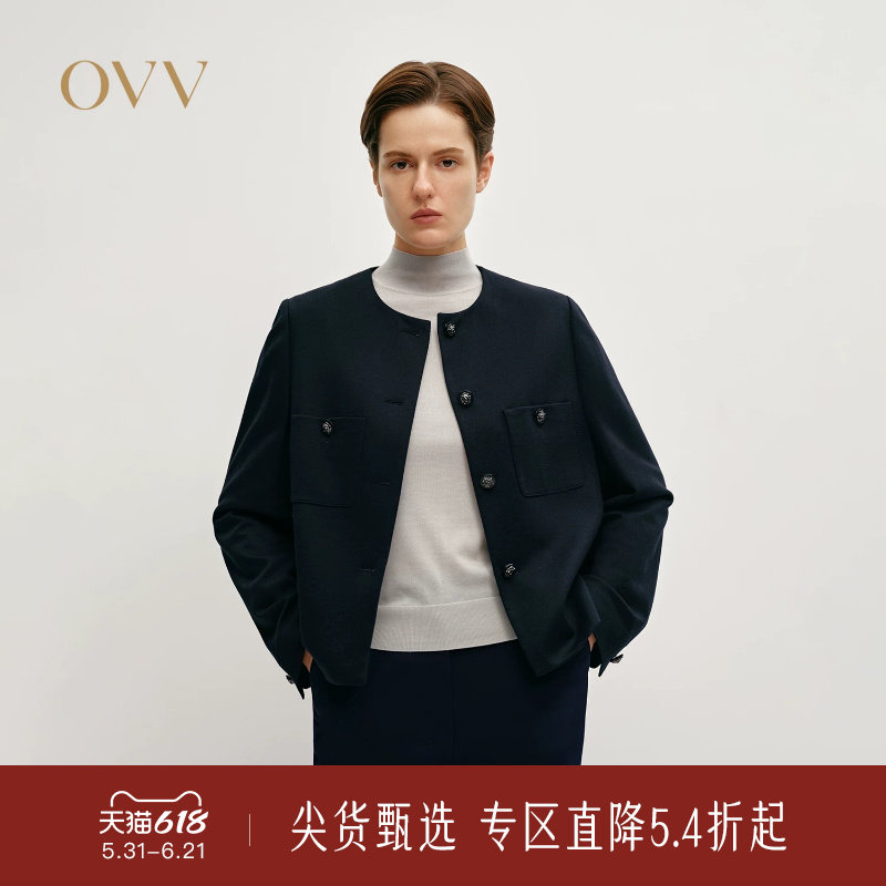 【黄金羊毛】OVV秋冬热卖女装圆领直筒夹克休闲外套