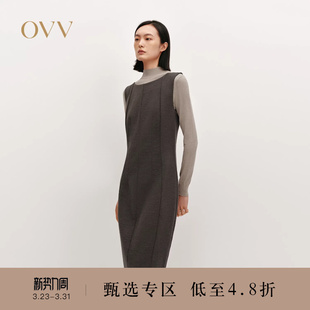 背心裙针织羊毛休闲无袖 一字领修身 连衣裙 女装 OVV秋冬热卖