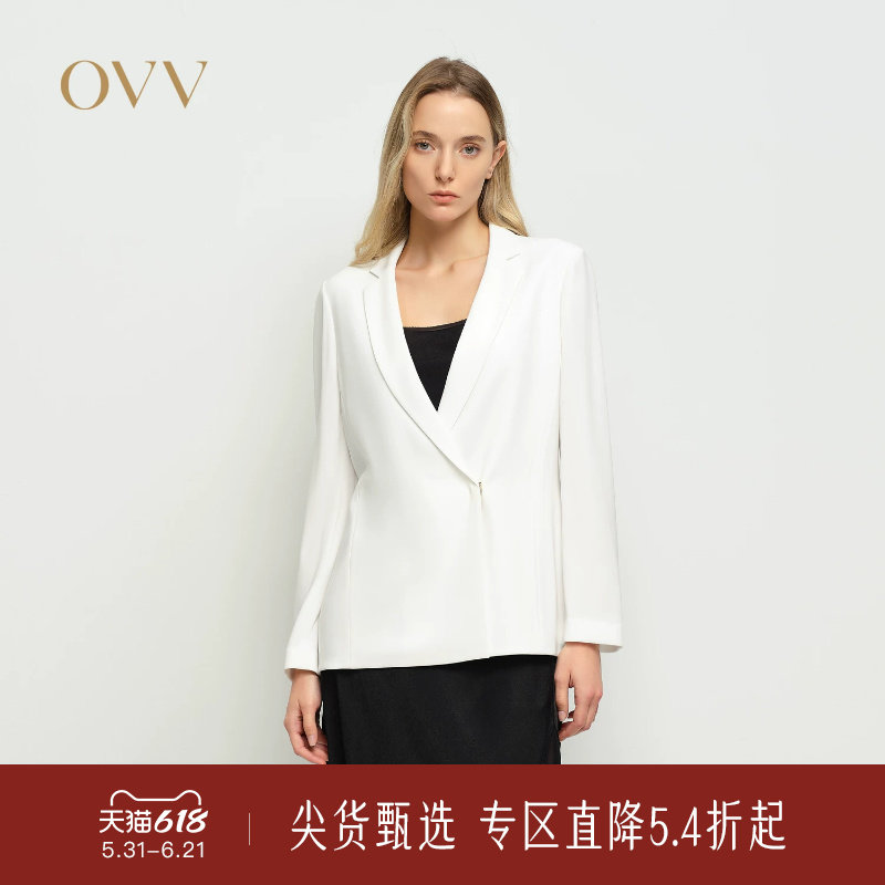 OVV春夏新款女装淡人日本进口弹力针织醋酸面料平驳领西服