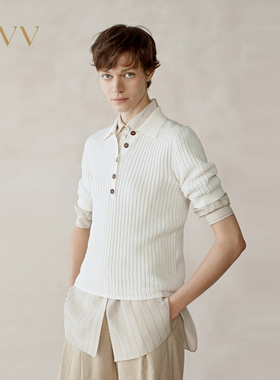 OVV2025春夏新款女装淡人丝棉混纺优雅休闲POLO领短袖针织衫