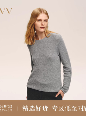 【孙俪同款】OVV2025秋冬新款女基础圆领直筒蓬松羊绒长袖针织衫