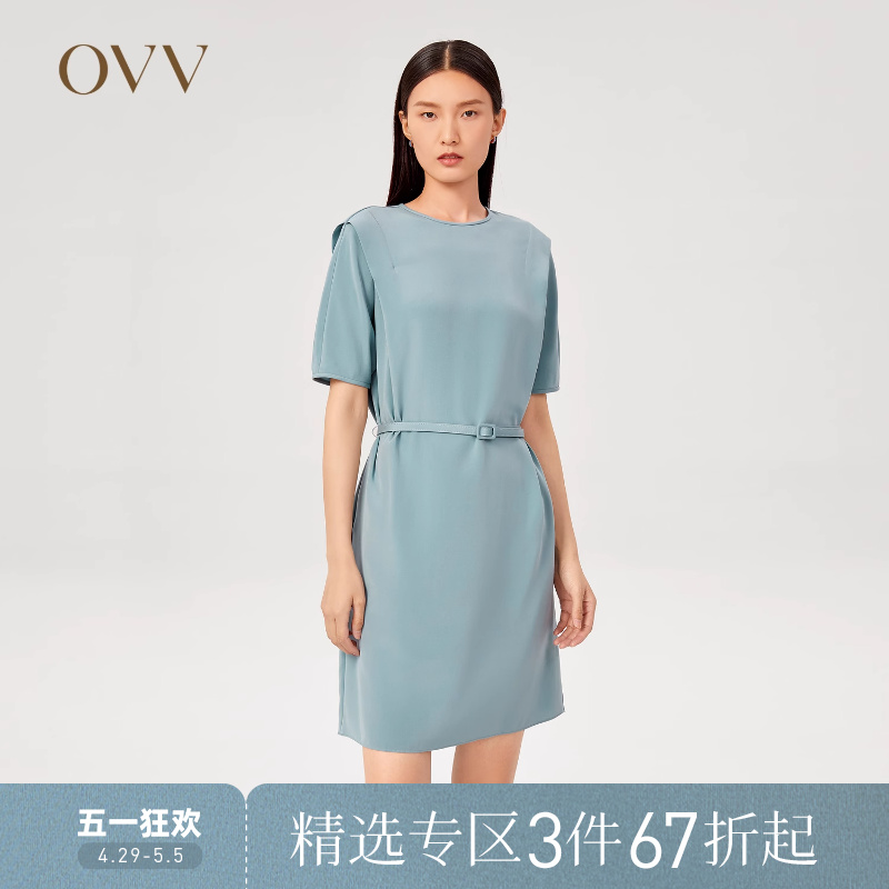 OVV秋冬热卖22MM弹力重绉重磅真丝短袖连衣裙GQLBJ31102A