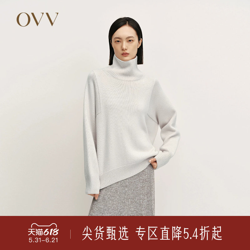 OVV秋冬热卖女装高领保暖舒适粗针阔版长袖休闲羊绒衫