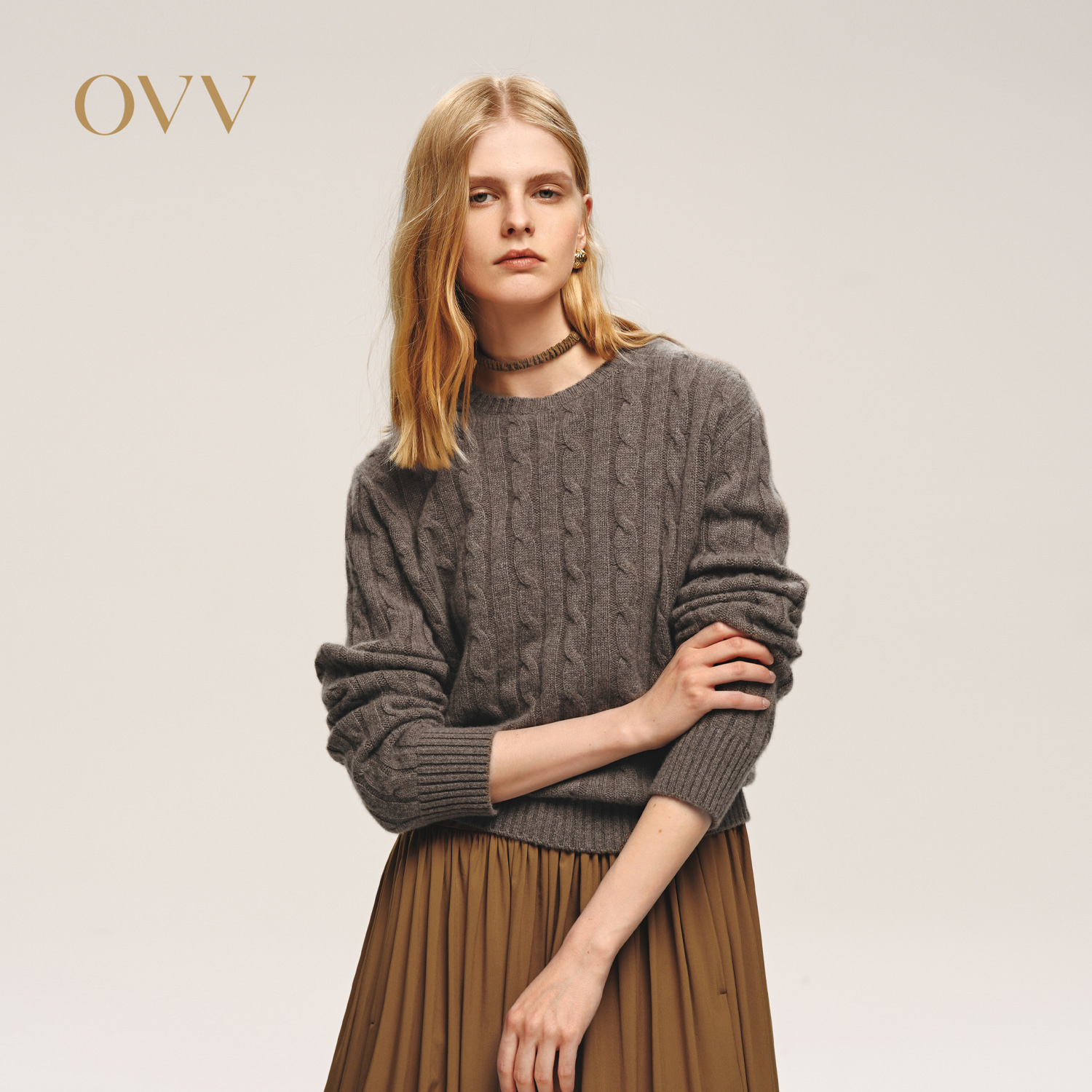 复古立体 绞花设计 基础圆领