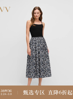 OVV2025春夏新款女装淡人优雅法式风浪漫小碎花印花吊带裙