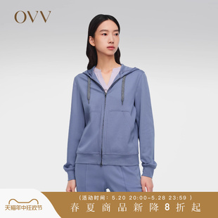 女装 高级运动系列 OVV2024春夏新款 舒适休闲连帽拉链卫衣