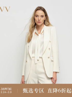 OVV2025春夏新款女装淡人三醋酸精致利落休闲易搭西服外套