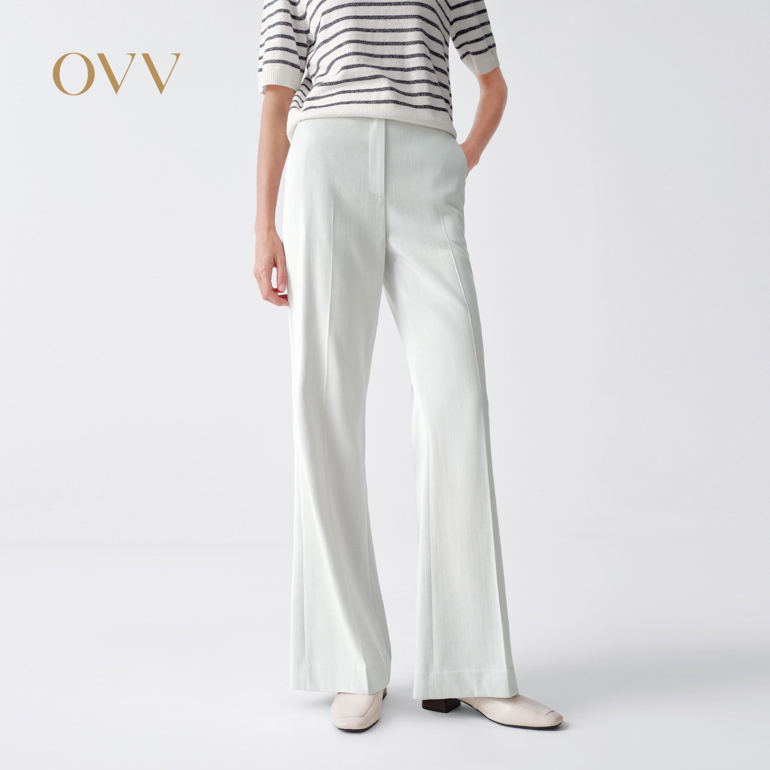 OVV2026春夏新款女装日本进口面料三醋酸混纺微喇西裤