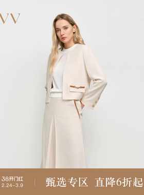 OVV2025春夏新款女装淡人日本进口三醋酸面料圆领直筒夹克