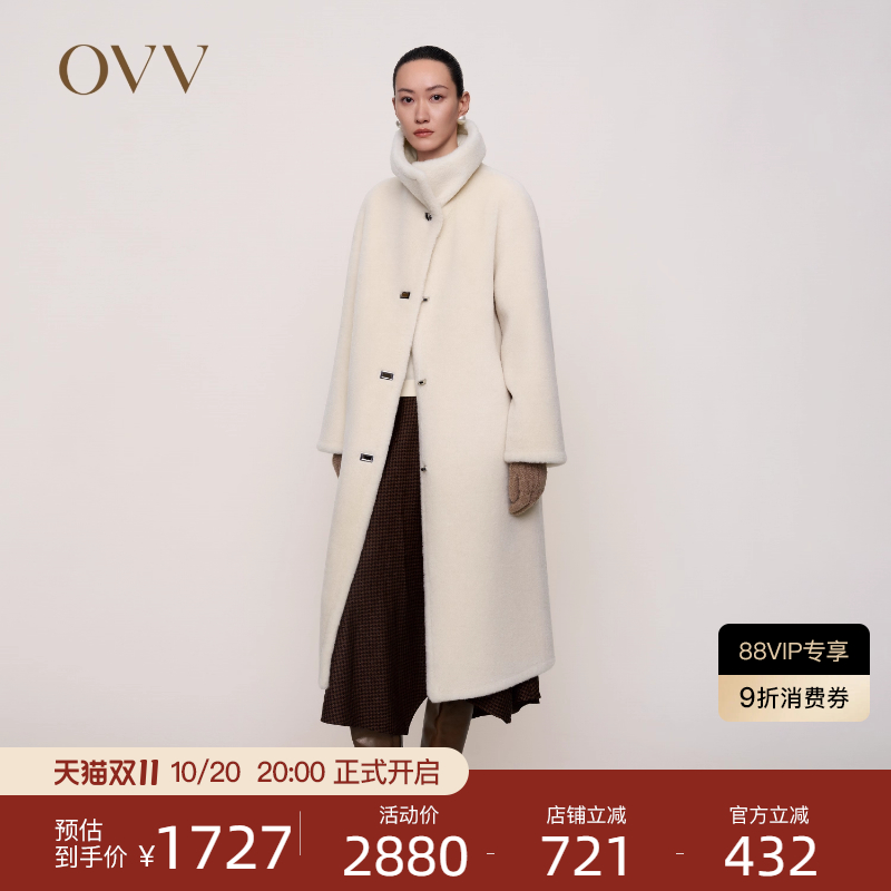 秋冬中长款皮草大衣OVV羊毛