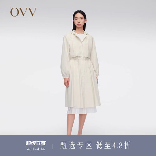 孙俪长款风衣外套OVV连帽