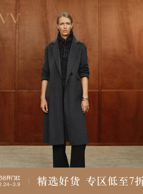 OVV秋冬热卖女装复古平驳领简约时尚保暖羊绒大衣
