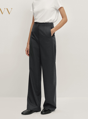 OVV2025秋冬新款女装高级优雅法兰绒羊毛直筒休闲西裤