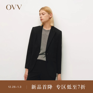 休闲通勤羊毛西服外套 优雅戗驳领修身 OVV秋冬热卖 女装