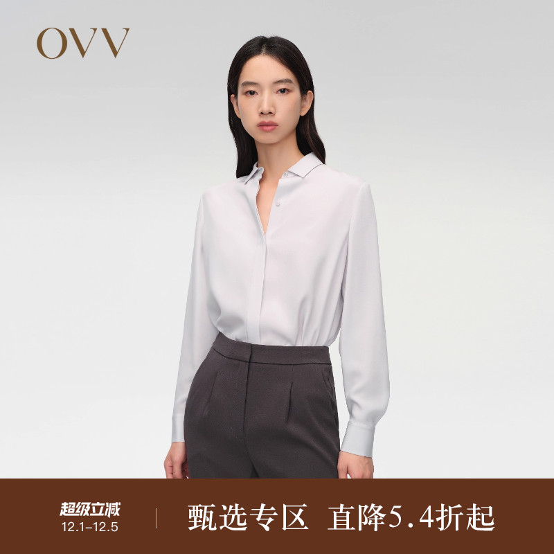 弹力重绉长袖衬衫OVV春夏休闲