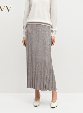 OVV秋冬热卖女装优雅不规则竖条罗纹保暖羊毛半身裙