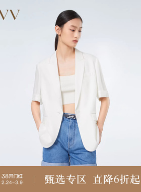 OVV春夏热卖女装醋酸仿麻时尚一粒扣休闲短袖套装西服外套