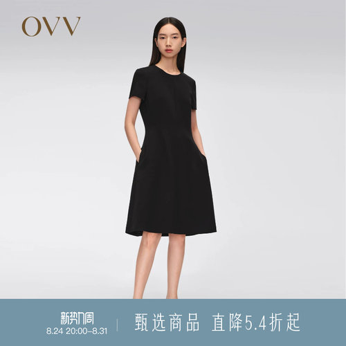 四季连衣裙通勤OVV圆领短袖