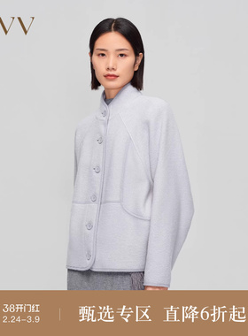 OVV秋冬热卖女装针织羊毛防风立领插肩袖休闲夹克外套