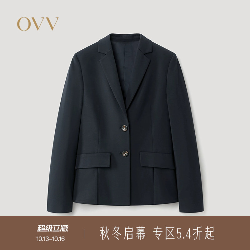 OVV2026秋冬新款女装经典平驳领两粒扣休闲西装外套