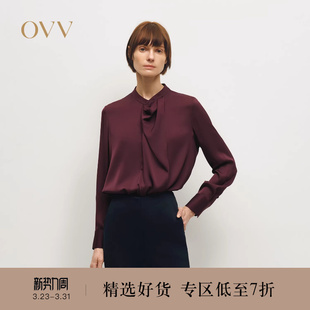 休闲衬衫 22MM弹力双乔飘带立领长袖 女装 OVV秋冬热卖