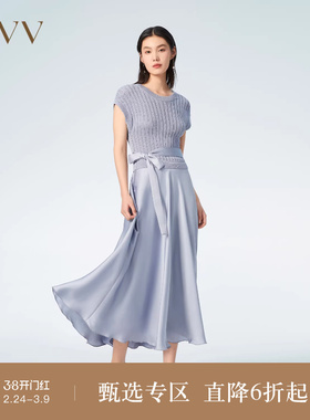 OVV春夏热卖女装针梭镶拼舒适休闲法式针织连衣裙