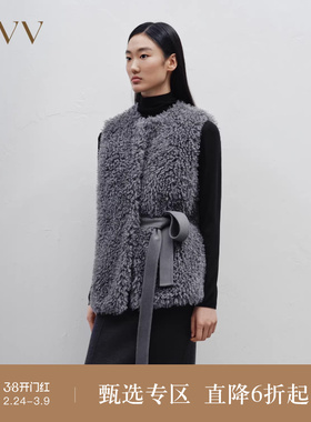 OVV秋冬新款女装轻盈立体感系带复合环保背心易搭皮草