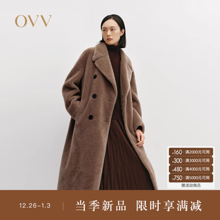 平驳领复古双排扣保暖羊毛大衣 经典 OVV秋冬热卖 女装