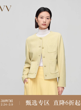 OVV秋冬热卖女装日本进口圆领不对称口袋设计夹克外套