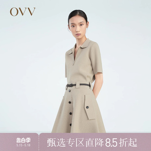 POLO领半开襟舒适弹性休闲挺括短袖 针织衫 女装 OVV春夏热卖