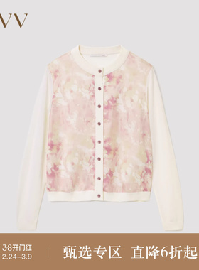 【黄金羊毛】OVV秋冬新款女装印花长袖针织开衫GWZAJ34101A