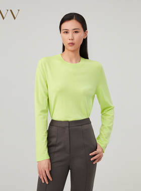 【可机洗黄金羊毛】OVV秋冬新款女装圆领休闲长袖针织衫