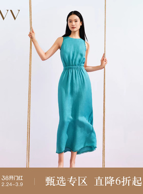 OVV春夏热卖女装流苏装饰A字镂空度假风浪漫无袖连衣裙