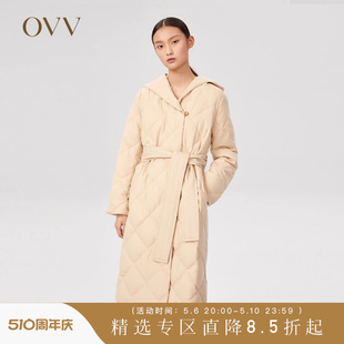 OVV秋冬热卖 燕麦净色纯毛面料连帽羽绒服GWRAJ41102A