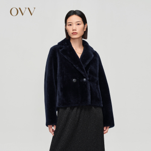 皮草外套 两粒扣舒适温暖羊毛革短款 OVV秋冬新款 女装