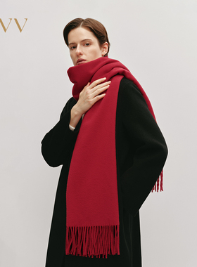 OVV秋冬热卖女装舒适柔软羊毛流苏设计长款鲜艳围巾