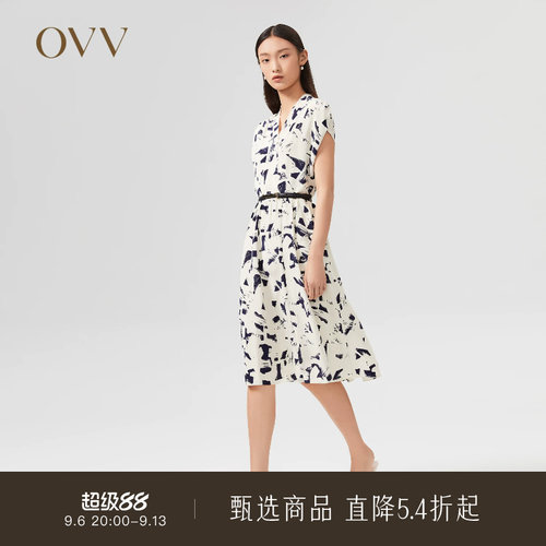 抽象笔刷印花ovv22春夏新款真丝
