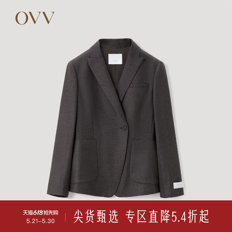 OVV秋冬女装意大利进口羊毛面料收腰通勤套装西服外套