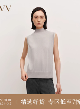 【黄金羊毛】OVV秋冬热卖女装舒弹半高领无袖针织背心